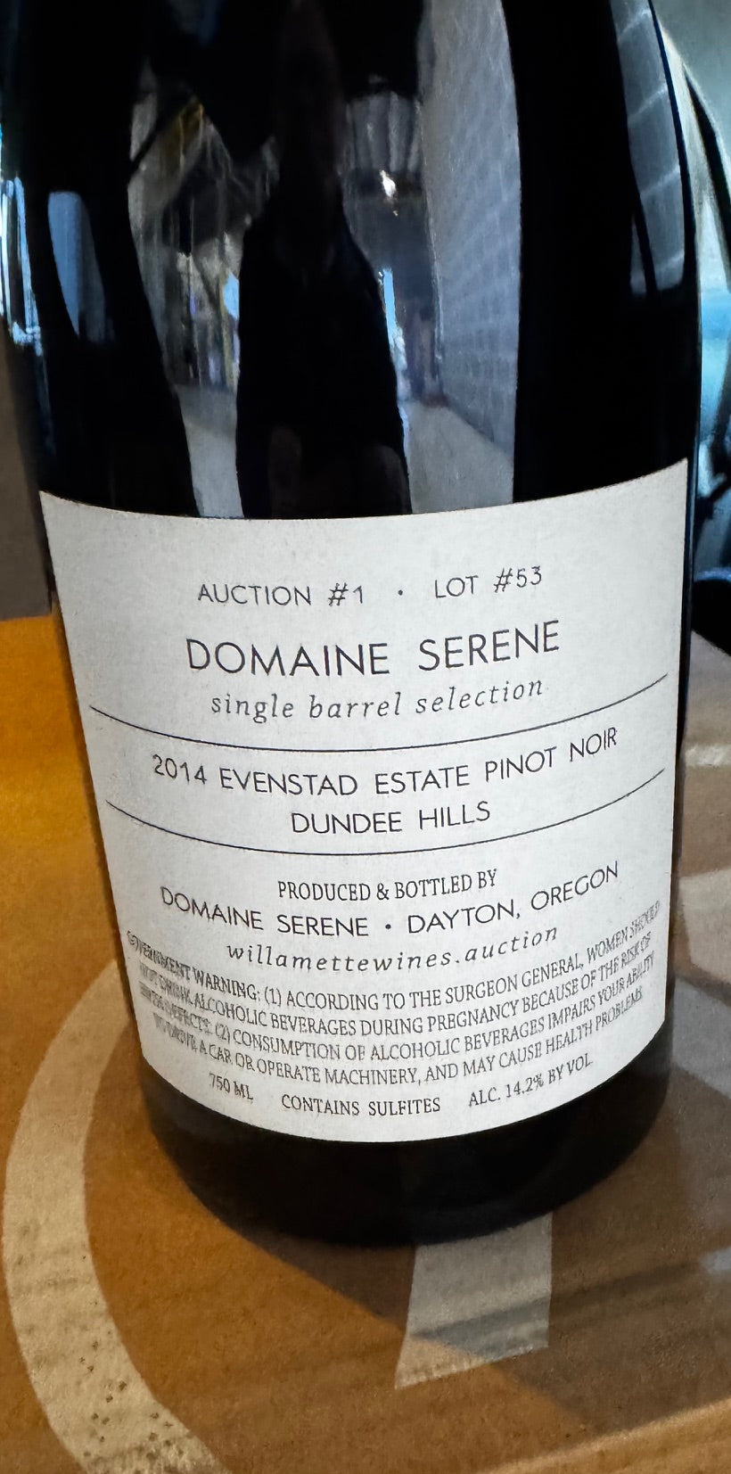 Domaine Serene "Willamette Pinot Noir Barrel Auction" 2014 Evenstad Estate Pinor Noir Dundee Hills  750ml +14%
